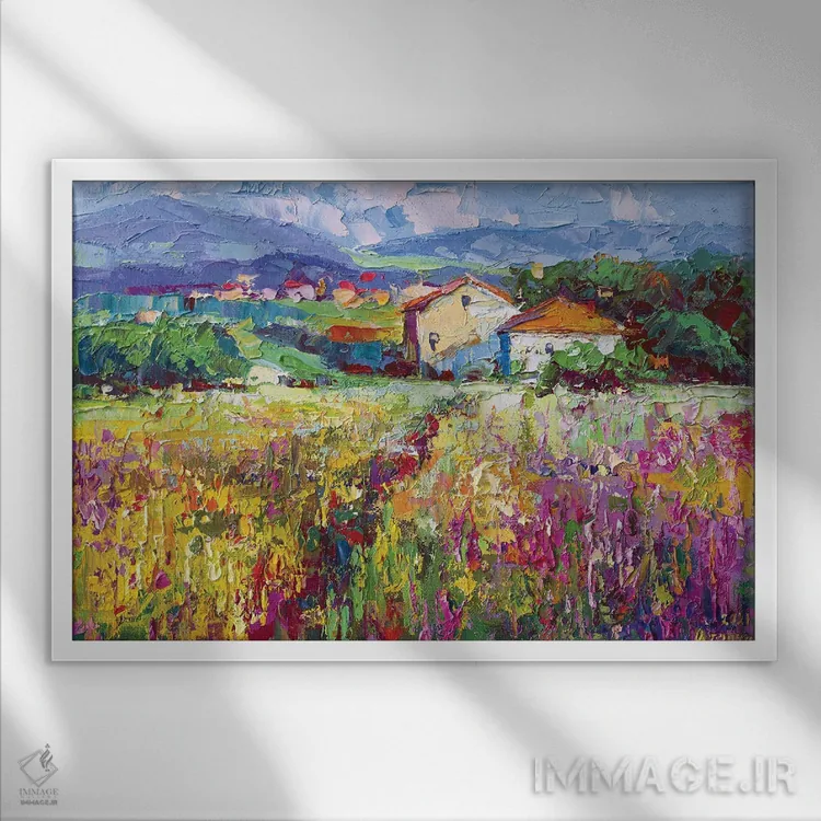 تابلو چشمانداز روستایی اثر آندره اوستاپچوک - نمای قابدار سفید