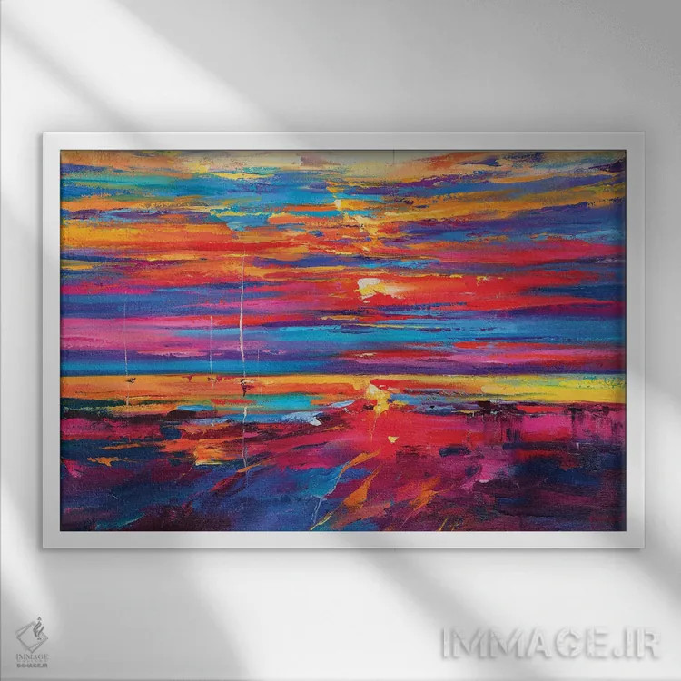 تابلو نمای دریا انتزاعی (شماره ۵) اثر آندره اوستاپچوک - نمای قابدار سفید