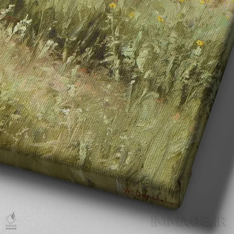 تابلو دریاچه استنلی (شماره ۲) اثر الکس اودنورالوف - نمای نزدیک بافت بوم