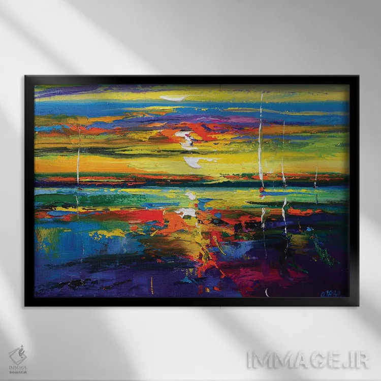 تابلو نمای دریا انتزاعی (شماره ۶) اثر آندره اوستاپچوک - نمای قابدار مشکی