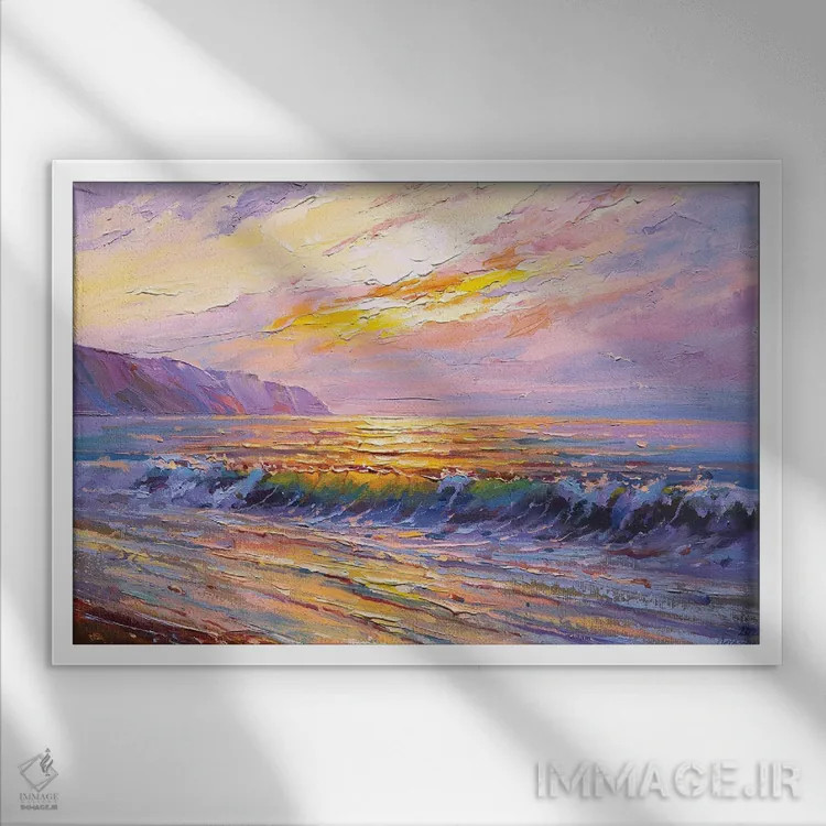 تابلو منظرهٔ صبحگاهی دریا اثر آندره اوستاپچوک - نمای قابدار سفید