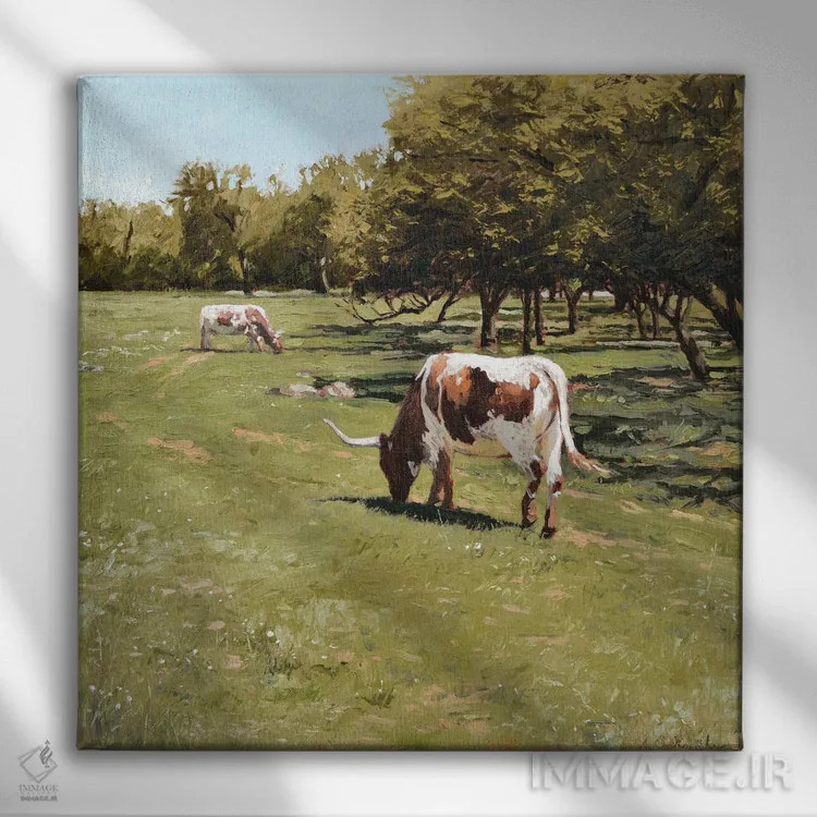 تابلو چَرا در بعدازظهر اثر الکس اودنورالوف - نمای روبهرو روی دیوار