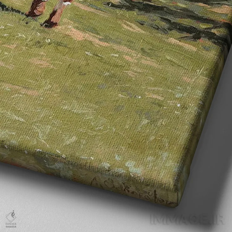 تابلو چَرا در بعدازظهر اثر الکس اودنورالوف - نمای نزدیک بافت بوم