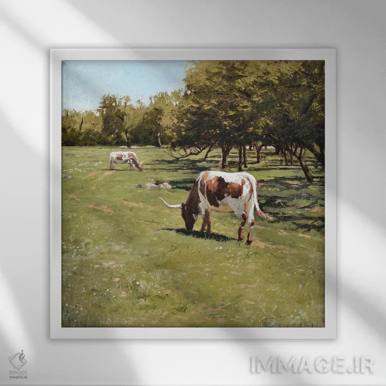 تابلو چَرا در بعدازظهر اثر الکس اودنورالوف - نمای قابدار سفید