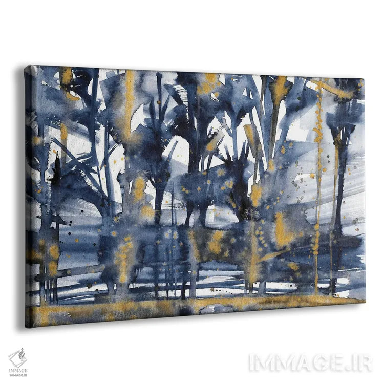 تابلو جنگل آبی و طلایی (آبرنگ) اثر آنا اوز - نمای پرسپکتیو محصول