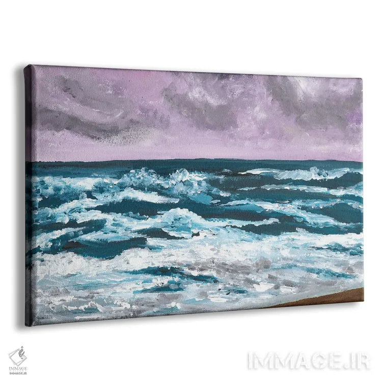 تابلو امواج آبی بر دریای بنفش (منظره) اثر آنا اوز - نمای پرسپکتیو محصول