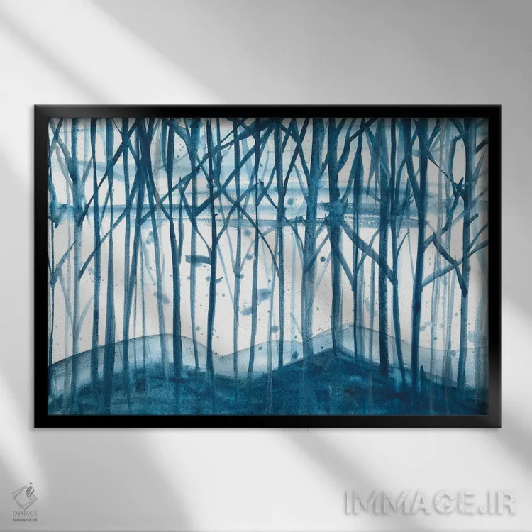 تابلو درختان زمستانی اثر آنا اوز - نمای قابدار مشکی