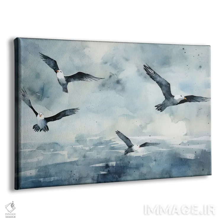تابلو مرغ دریایی در آسمان آبی اثر آنا اوز - نمای پرسپکتیو محصول