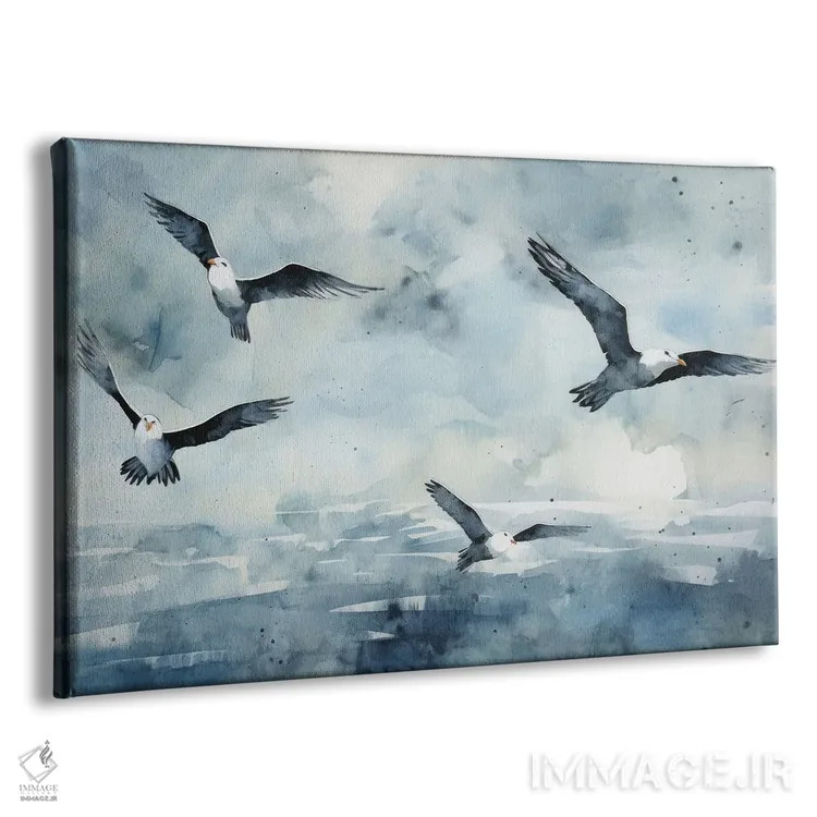 تابلو مرغ دریایی در آسمان آبی اثر آنا اوز - نمای پرسپکتیو محصول