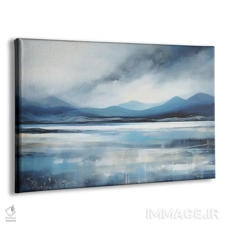تابلو دریاچهٔ انتزاعی آبی اثر آنا اوز - نمای پرسپکتیو محصول