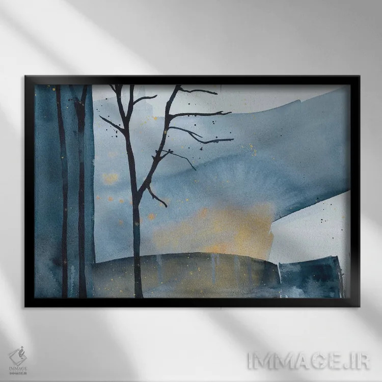 تابلو نجواهای آبی اثر آنا اوز - نمای قابدار مشکی