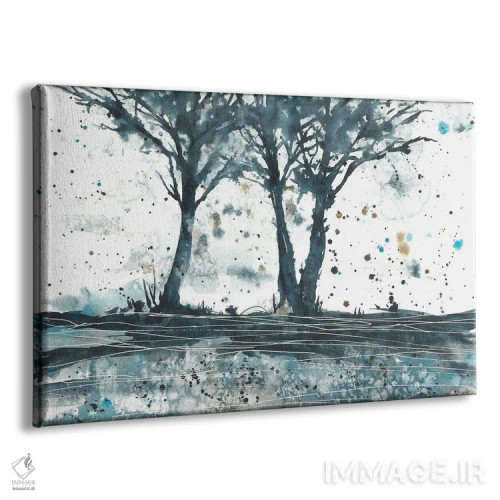 تابلو آبرنگ انتزاعی آبی و قهوهای اثر آنا اوز - نمای پرسپکتیو محصول