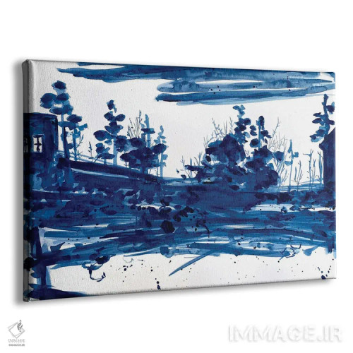 تابلو منظرهٔ مینیمال آبی تیره اثر آنا اوز - نمای پرسپکتیو محصول