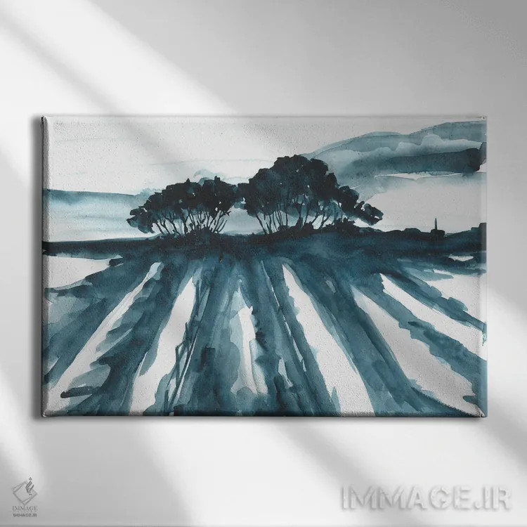 تابلو دشت آبی اثر آنا اوز - نمای روبهرو روی دیوار