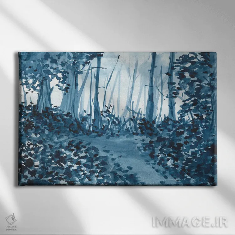 تابلو طبیعت آبی اثر آنا اوز - نمای روبهرو روی دیوار