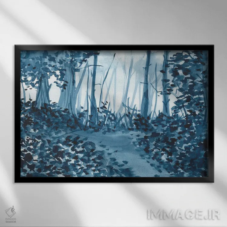 تابلو طبیعت آبی اثر آنا اوز - نمای قابدار مشکی