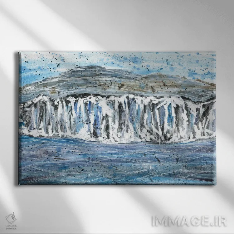 تابلو ساحل اقیانوس آبی (آبرنگ) اثر آنا اوز - نمای روبهرو روی دیوار