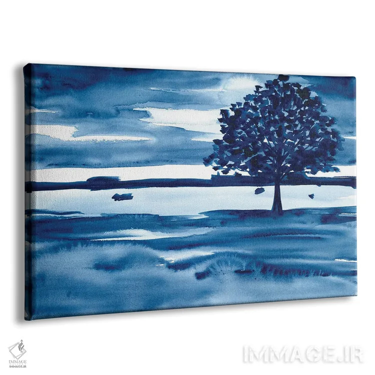 تابلو منظرهٔ آبرنگ با درخت آبی تیره اثر آنا اوز - نمای پرسپکتیو محصول