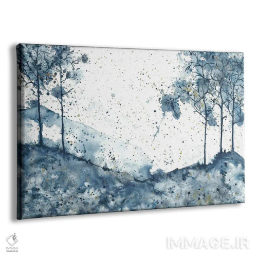تابلو درختان انتزاعی آبی در کوهستان اثر آنا اوز - نمای پرسپکتیو محصول