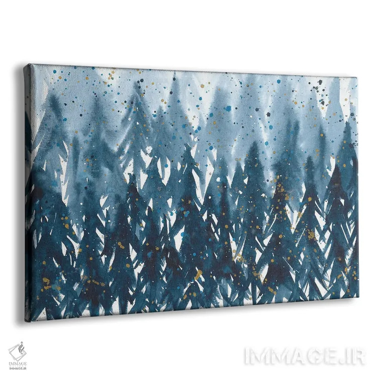 تابلو انتزاعی جنگل آبی اثر آنا اوز - نمای پرسپکتیو محصول