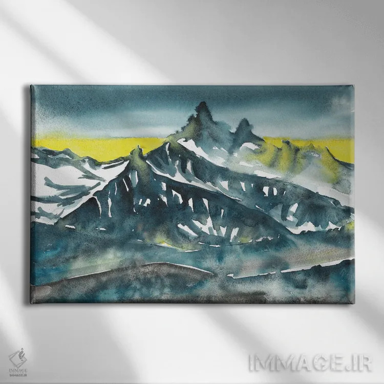 تابلو غروب در کوهستانهای آبی اثر آنا اوز - نمای روبهرو روی دیوار