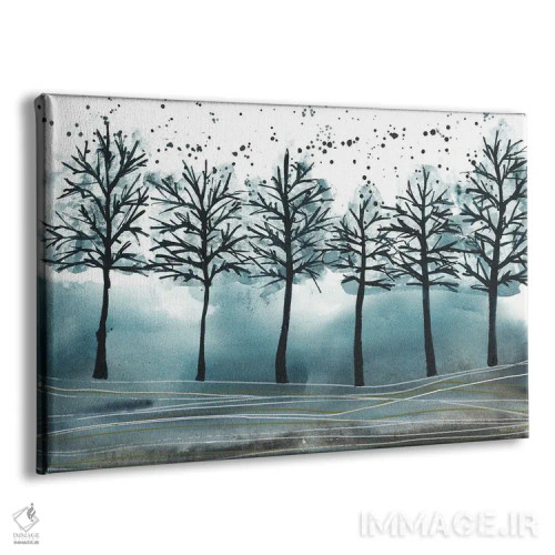 تابلو جنگل آبی صبحگاهی، منظره آبرنگ اثر آنا اوز - نمای پرسپکتیو محصول