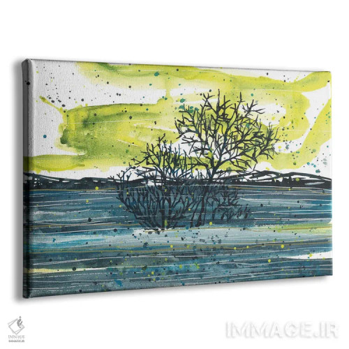 تابلو منظره آبی آفتابی با آبرنگ و درختان اثر آنا اوز - نمای پرسپکتیو محصول