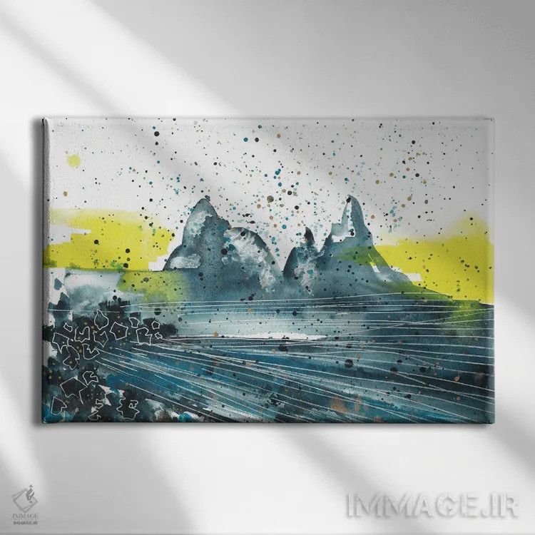 تابلو غروب در کوهستان، منظره آبی اثر آنا اوز - نمای روبهرو روی دیوار