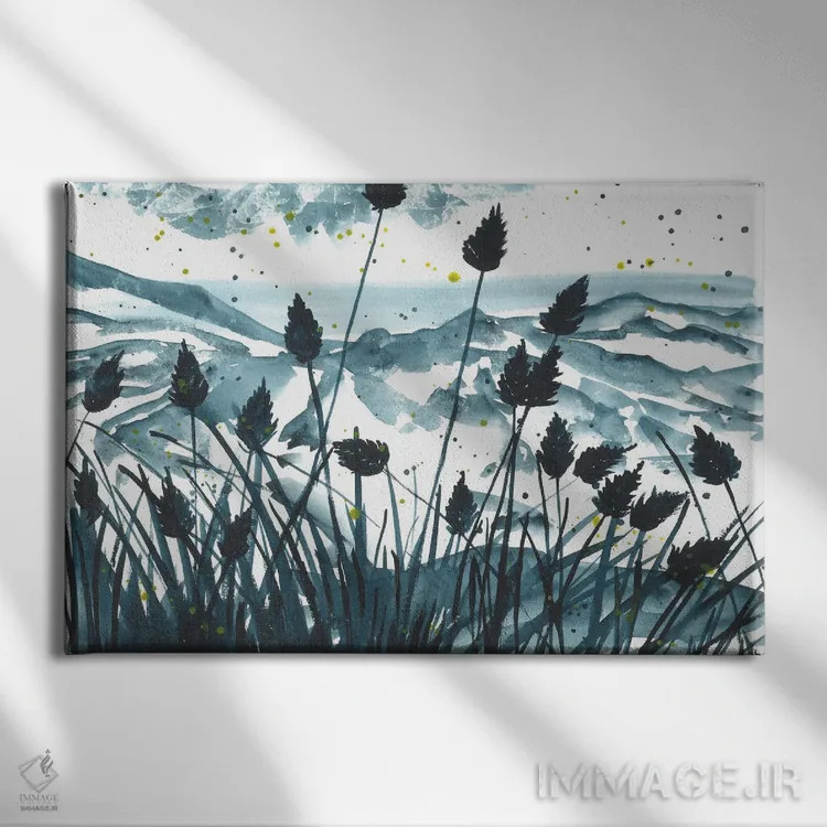 تابلو منظره آبی کوهستان اثر آنا اوز - نمای روبهرو روی دیوار