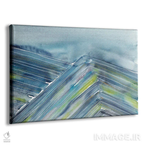 تابلو انتزاعی آسمان آبی و کوههای رنگارنگ اثر آنا اوز - نمای پرسپکتیو محصول