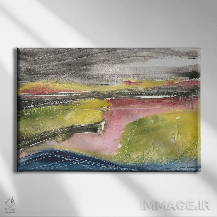 تابلو دشت گل انتزاعی اثر آنا اوز - نمای روبهرو روی دیوار
