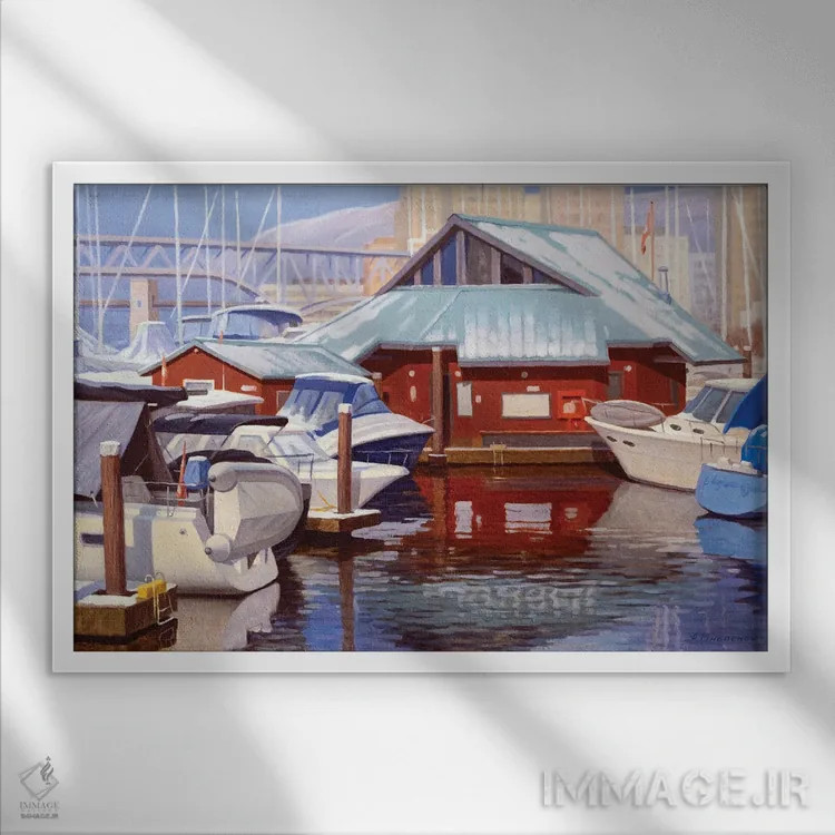 تابلو اسکله اثر آندری پینگاچف - نمای قابدار سفید