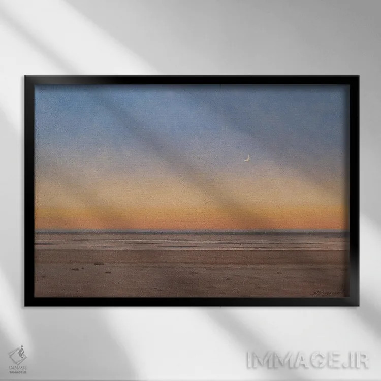 تابلو ماه هنگام صبح اثر آندری پینگاچف - نمای قابدار مشکی