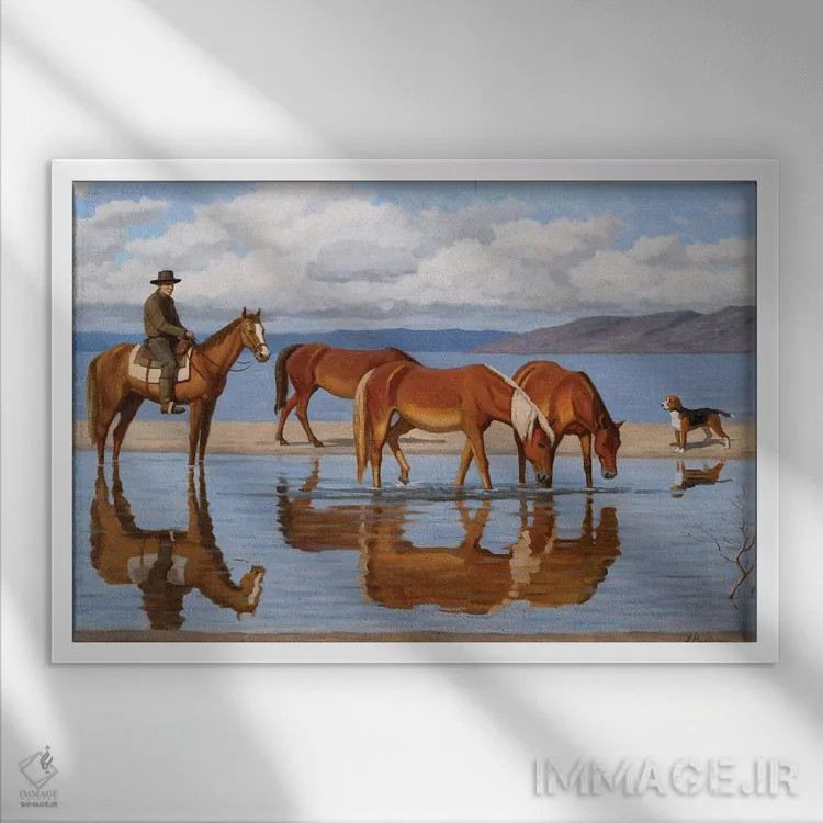 تابلو برکه آبخوری اثر آندری پینگاچف - نمای قابدار سفید