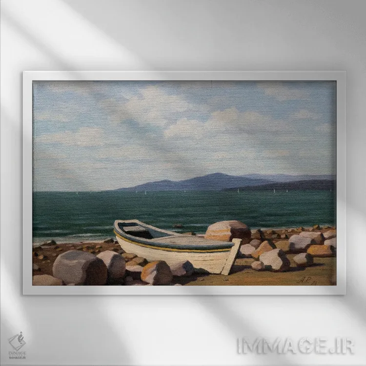 تابلو قایق فراموششده اثر آندری پینگاچف - نمای قابدار سفید