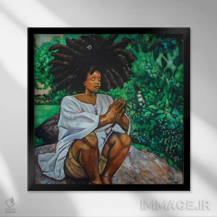 تابلو دعای یک هنرمند جوان اثر آلو پروسپر - نمای قابدار مشکی