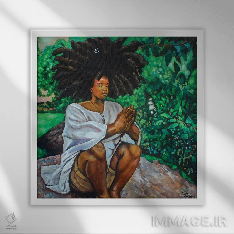 تابلو دعای یک هنرمند جوان اثر آلو پروسپر - نمای قابدار سفید