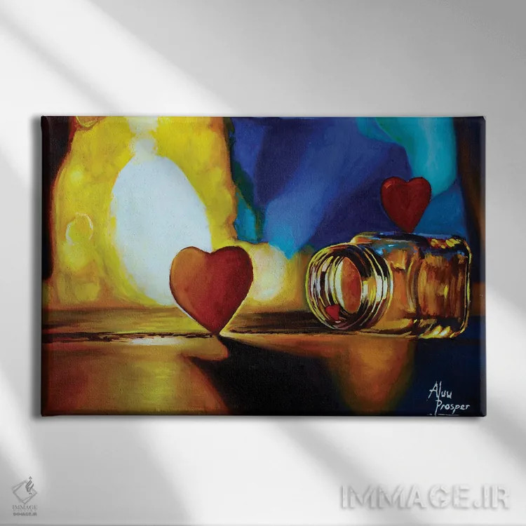 تابلو شیشهٔ قلبها اثر آلو پروسپر - نمای روبهرو روی دیوار
