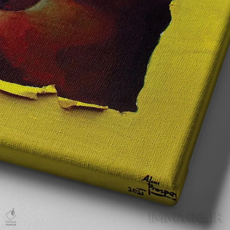 تابلو کمپوزیسیون شماره پنج اثر آلو پروسپر - نمای نزدیک بافت بوم