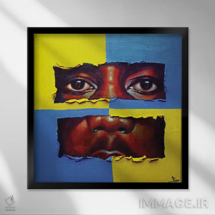 تابلو کمپوزیسیون شماره پنج اثر آلو پروسپر - نمای قابدار مشکی