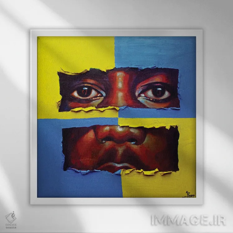 تابلو کمپوزیسیون شماره پنج اثر آلو پروسپر - نمای قابدار سفید