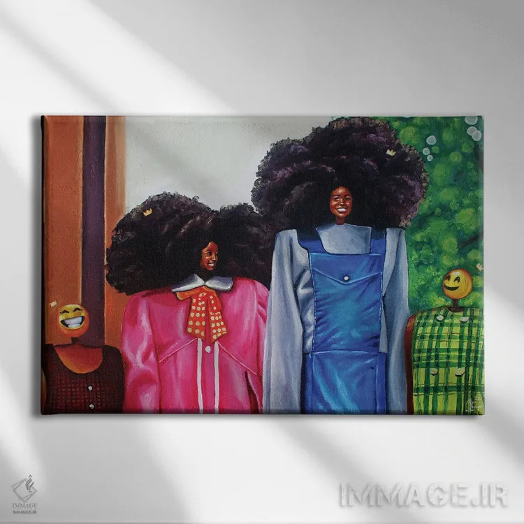 تابلو خواهران خوشحال اثر آلو پروسپر - نمای روبهرو روی دیوار