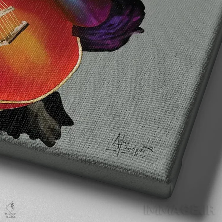 تابلو موسیقی من و من اثر آلو پروسپر - نمای نزدیک بافت بوم