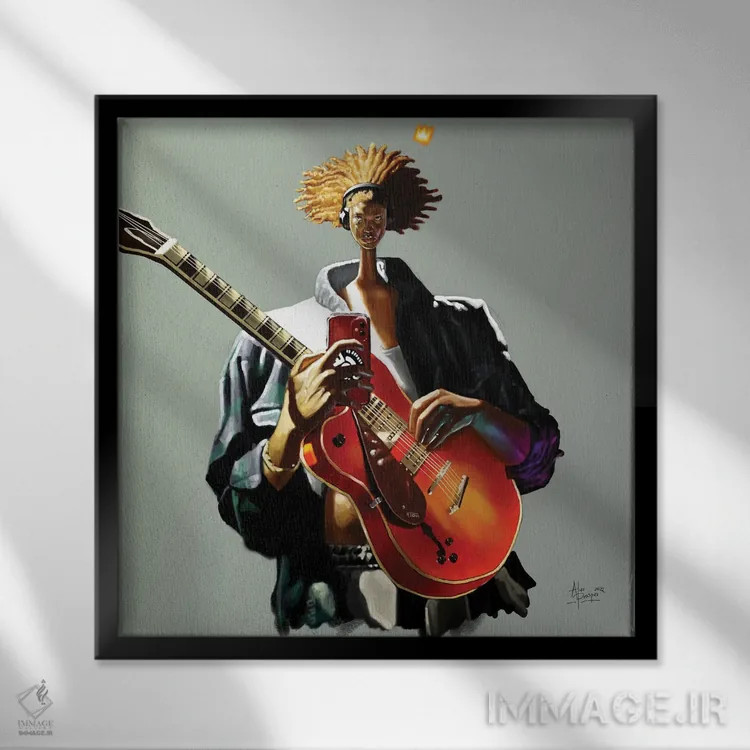 تابلو موسیقی من و من اثر آلو پروسپر - نمای قابدار مشکی