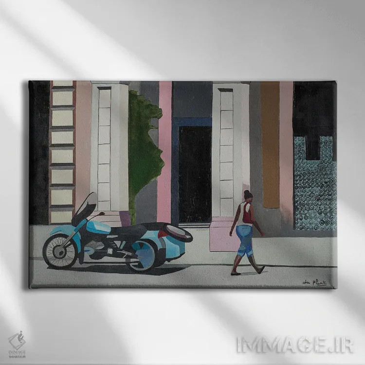 تابلو موتورسیکلت هاوانا، کوبا اثر آن دو پلنتی - نمای روبهرو روی دیوار