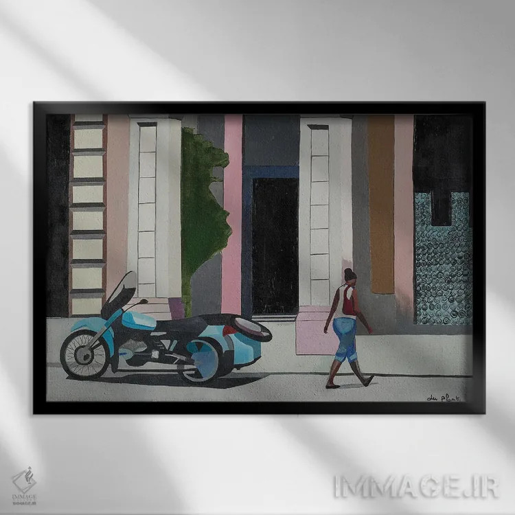 تابلو موتورسیکلت هاوانا، کوبا اثر آن دو پلنتی - نمای قابدار مشکی