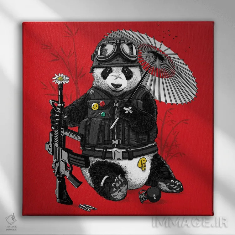 تابلو پاندای موتورسوار اثر آلبرتو پرز - نمای روبهرو روی دیوار
