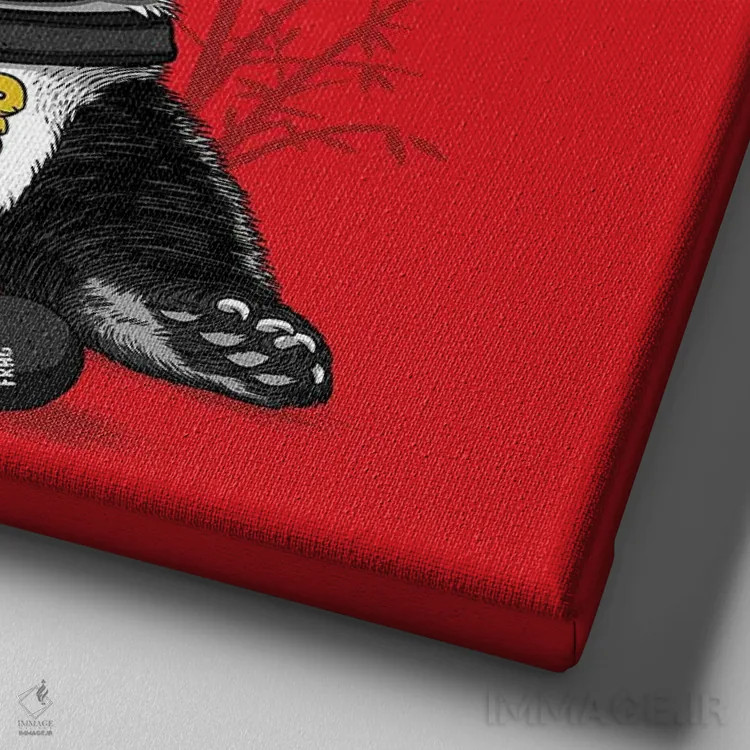 تابلو پاندای موتورسوار اثر آلبرتو پرز - نمای نزدیک بافت بوم