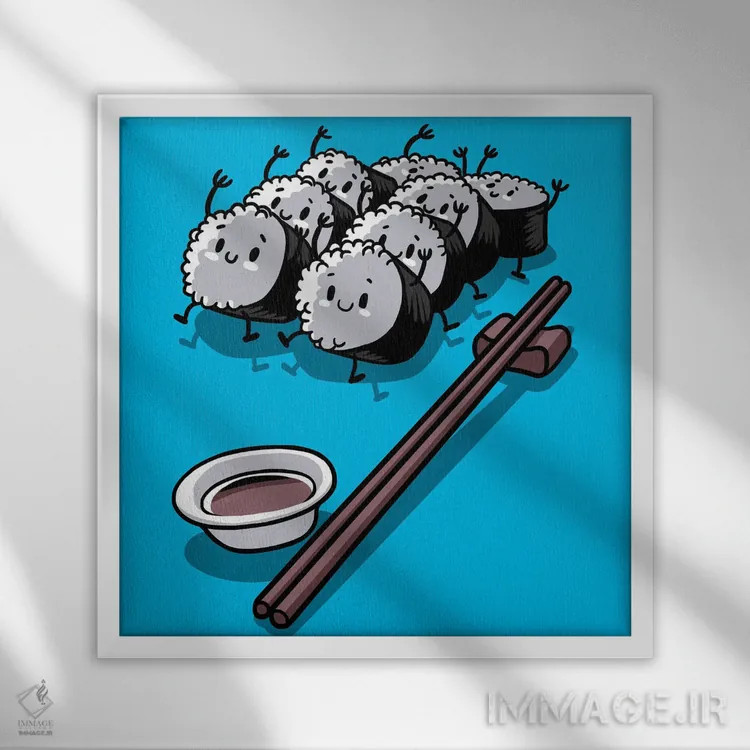 تابلو برنج کاوایی (سبک کارتونی ژاپنی) اثر آلبرتو پرز - نمای قابدار سفید