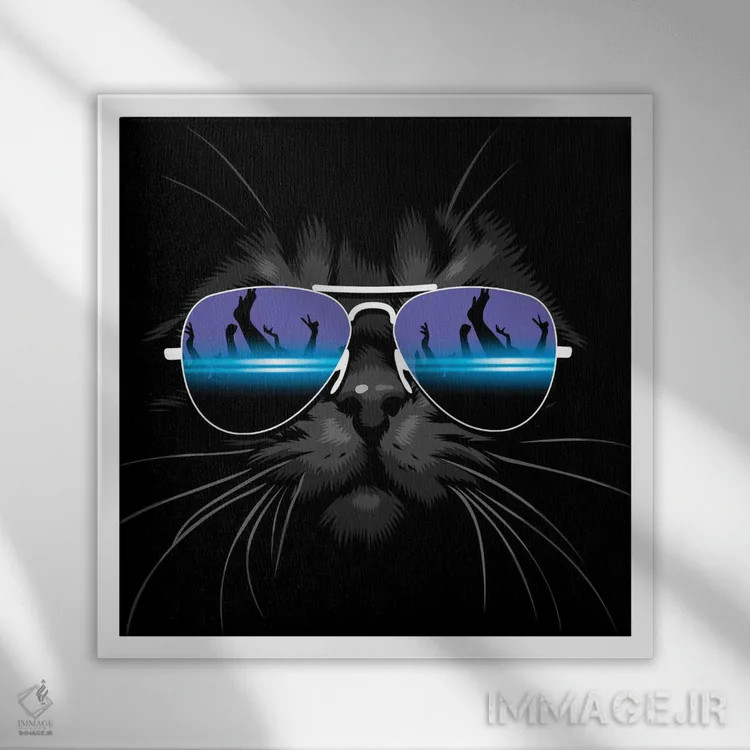 تابلو گربه تکنو اثر آلبرتو پرز - نمای قابدار سفید